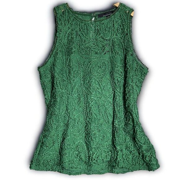 White House Black Market Green Lace Blouse - Picture 5 of 14